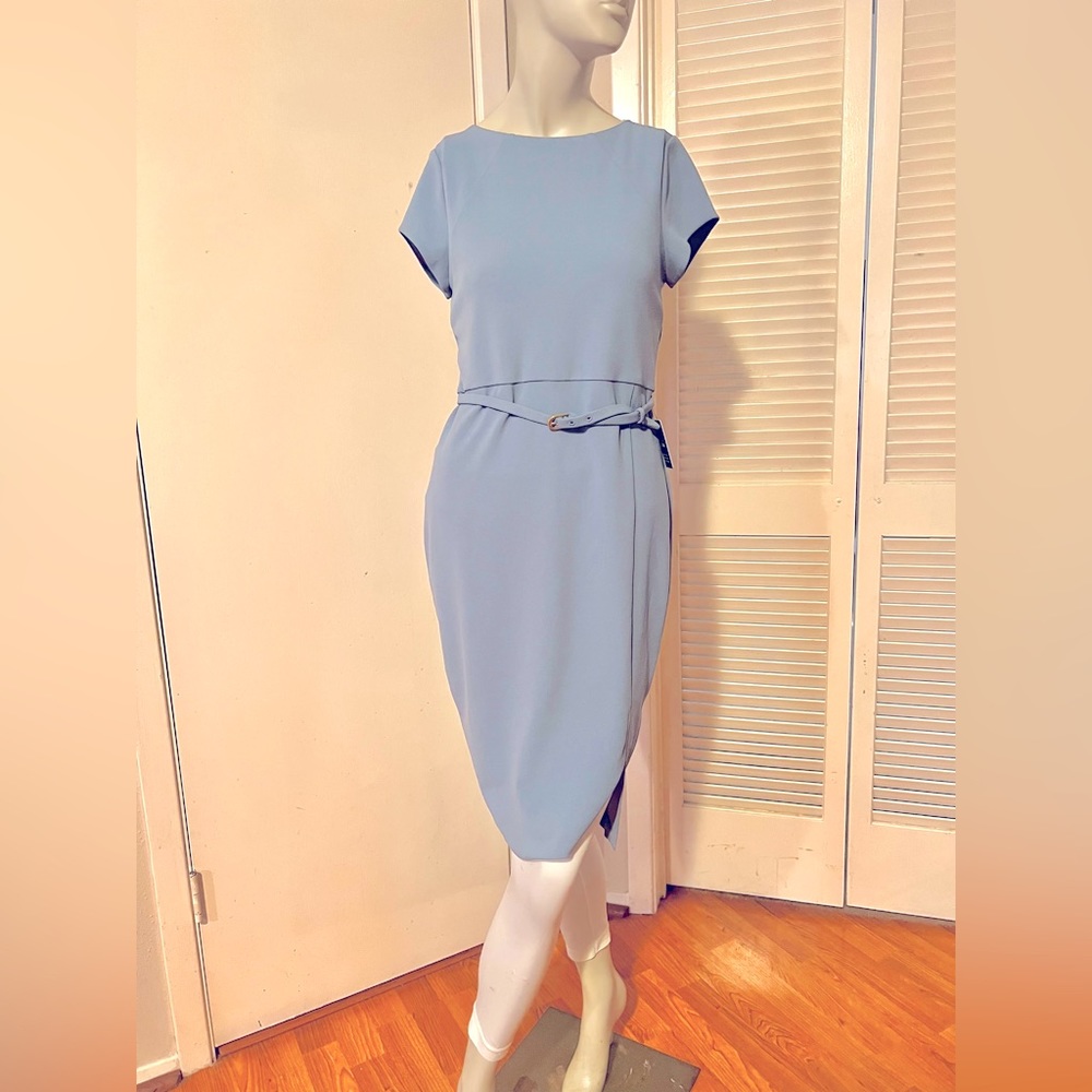 Crew Neck short Sleeve Midi Sheath Dress